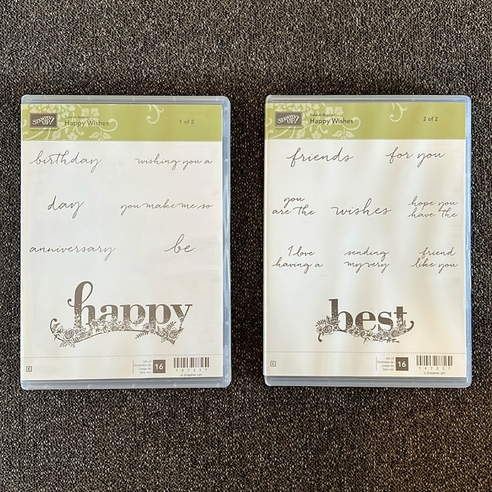 Stampin’ Up! Happy Wishes Stamp Set NEW 16 Stamps Total Retired